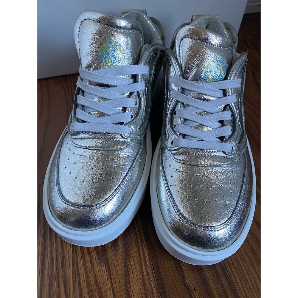 Stella McCartney Metallic Silver Platform Athletic Sneakers - Picture 6 of 10